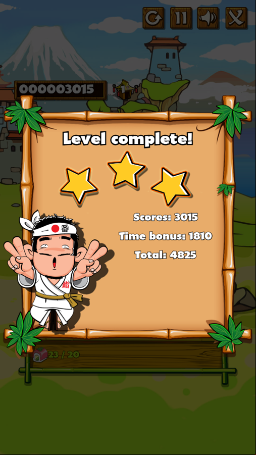 Sushi Matching Game Stage Complete Screenshot.