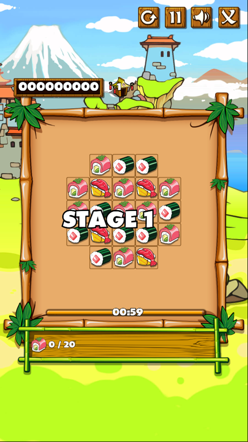Sushi Matching Game Stage Start Screenshot.