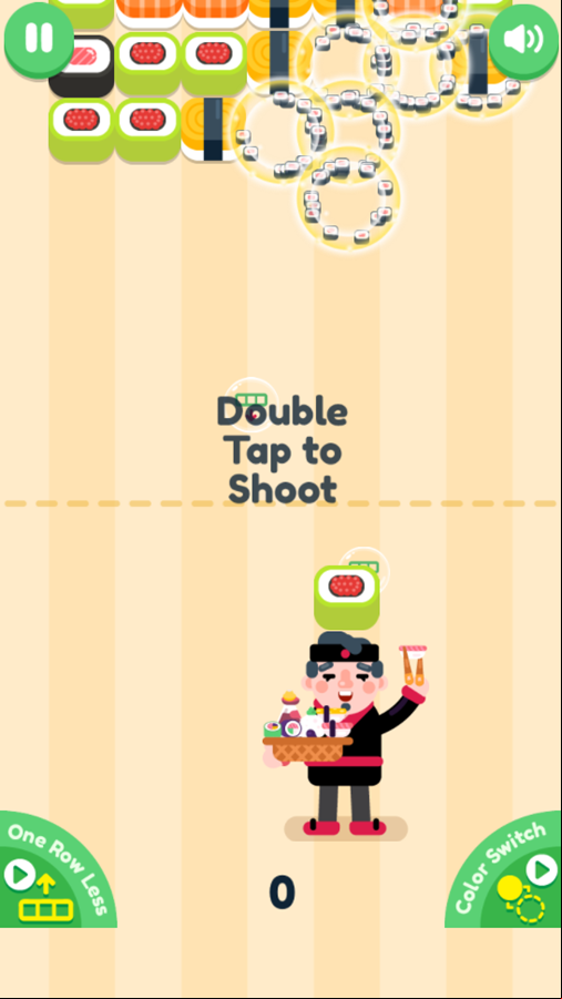 Sushi Shooting Match 3 Game Play Screenshot.