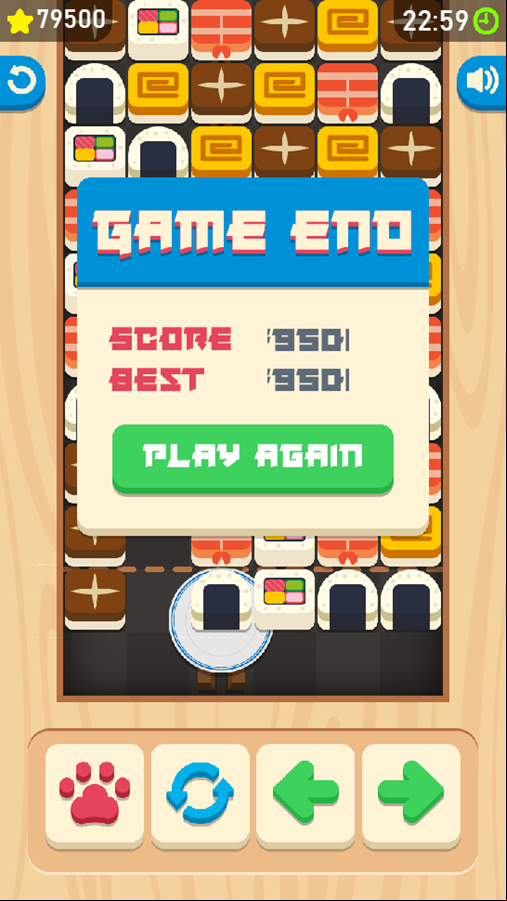 Sushi Sorting Game End Screenshot.