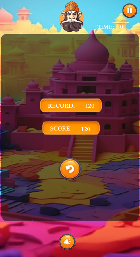 Temple Candy Rush Game Over Screenshot.