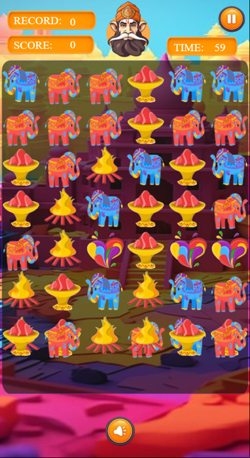 Temple Candy Rush Game Start Screenshot.
