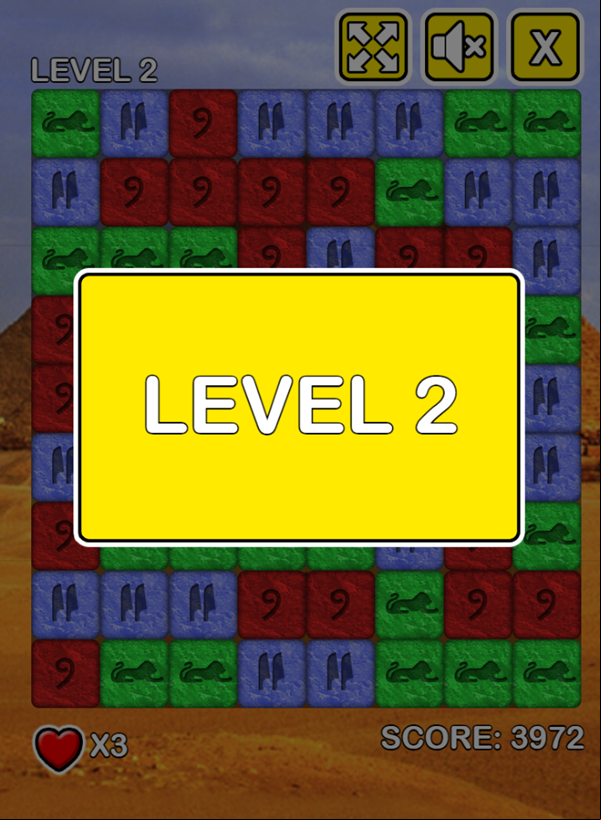 The Stones of the Pharaoh Game Level Complete Screenshot.