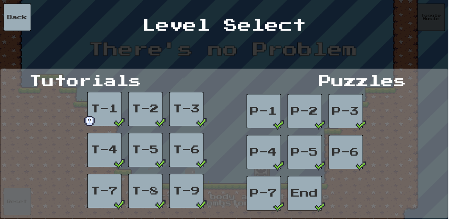 There's No Problem Game Level Select Screen Screenshot.