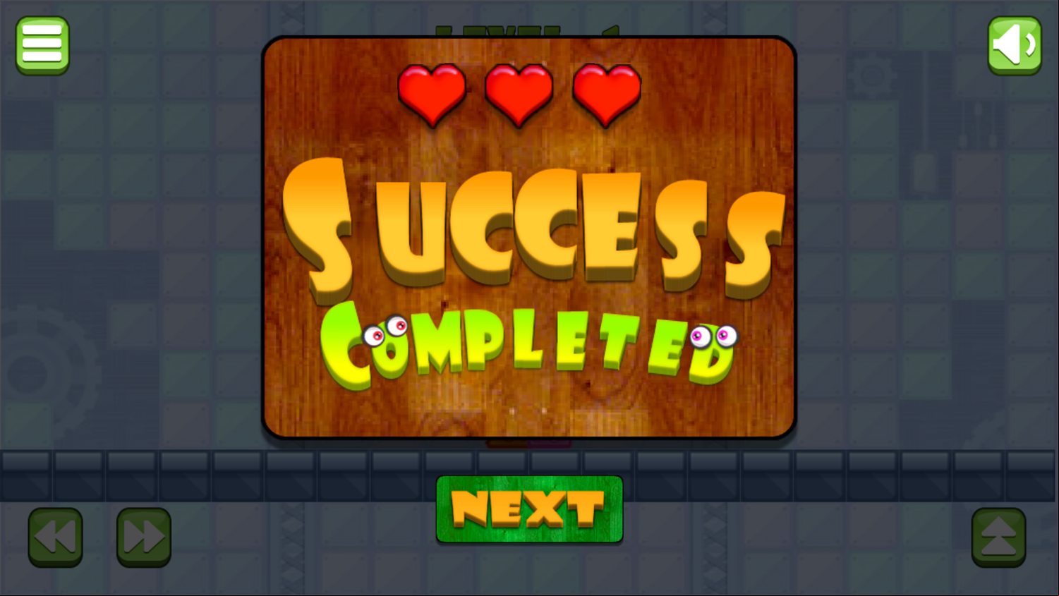 Two Squares Game Success Completed Screenshot.