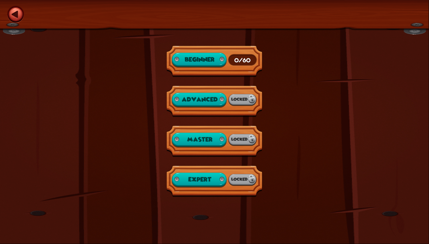 Unroll Ball Game Difficulty Select Screenshot.