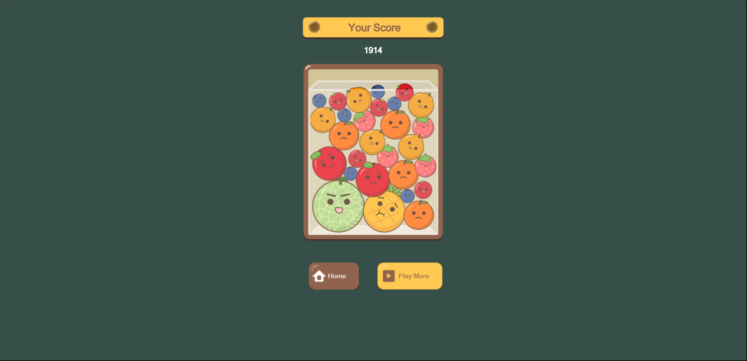 Watermelon Game Over Screen Screenshot.