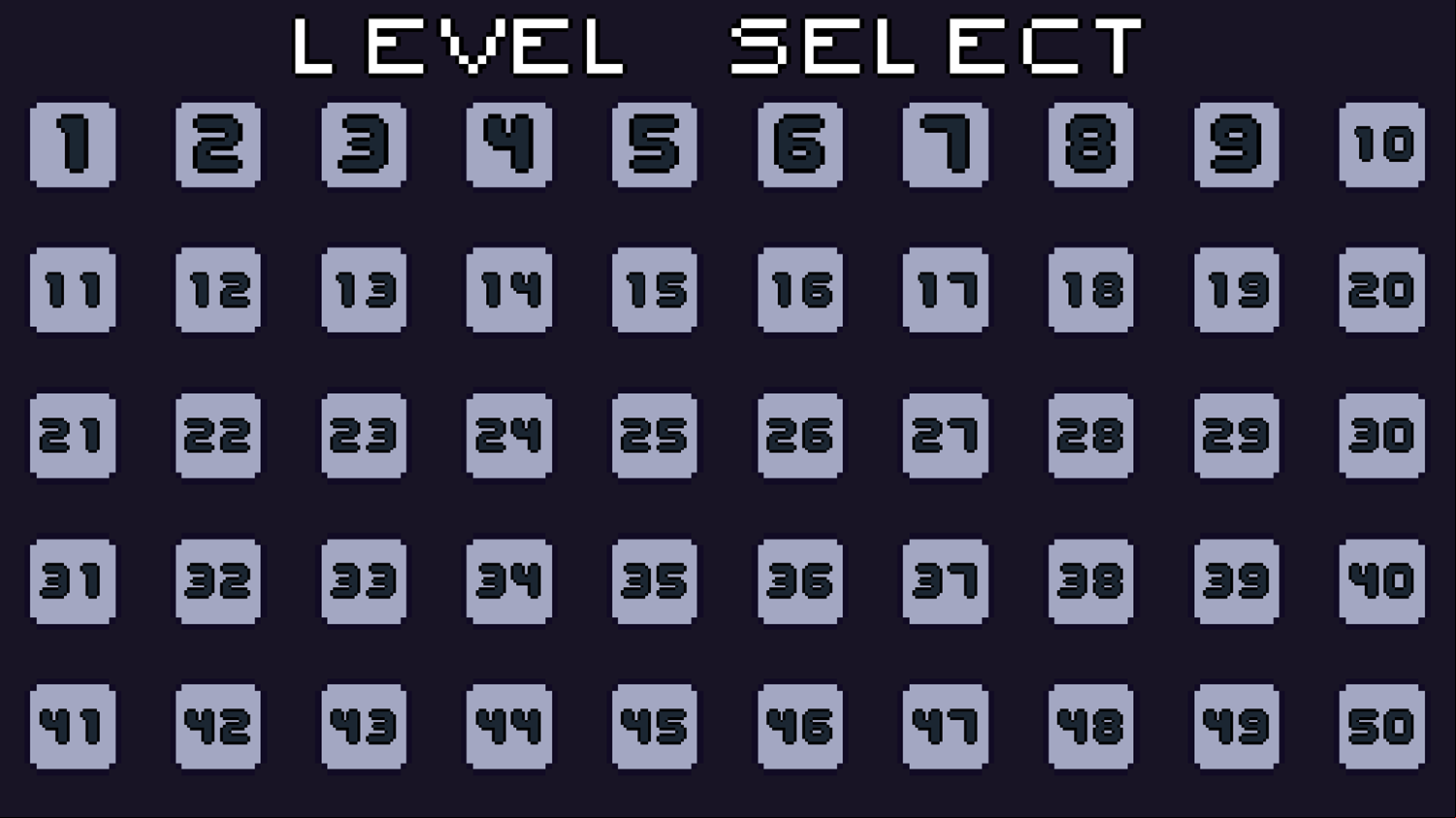 Witch's Escape Game Level Select Screen Screenshot.